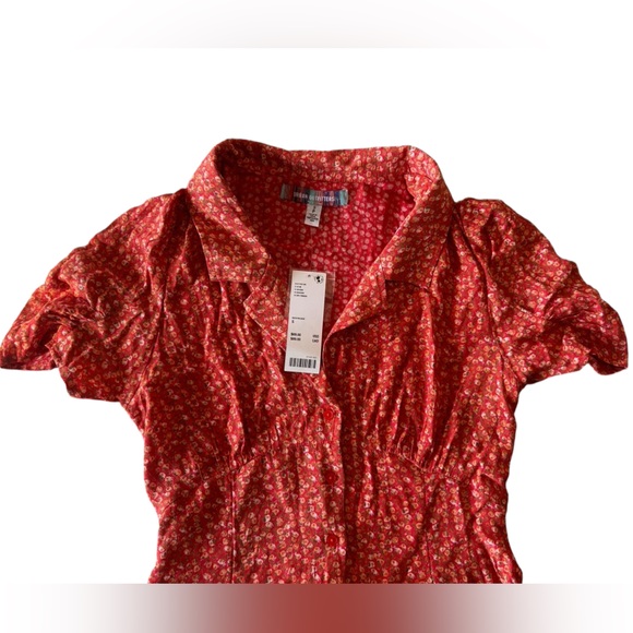 NWT Urban Outfitters Crowley Collared Floral Mini Dress In Red 90s vibes - Picture 3 of 5